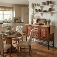 Rustic Console: Some lifestyle images are created with AI for visualization purposes. Crafted from natural solid wood, each piece is unique and will vary.