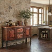 Copper Console: Some lifestyle images are created with AI for visualization purposes. Crafted from natural solid wood, each piece is unique and will vary.