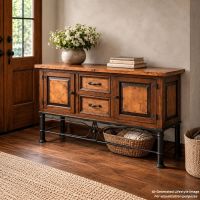 Modern Copper Console Table: This image was generated or modified using AI for visualization purposes.