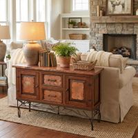 Modern Console: Some lifestyle images are created with AI for visualization purposes. Crafted from natural solid wood, each piece is unique and will vary.