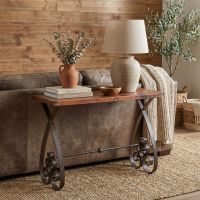 Copper Console: Some lifestyle images are created with AI for visualization purposes. Crafted from natural solid wood, each piece is unique and will vary.