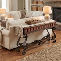 Copper Sofa Table: Some lifestyle images are created with AI for visualization purposes. Crafted from natural solid wood, each piece is unique and will vary.