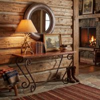 Rustic Copper Console Table: Some lifestyle images are created with AI for visualization purposes. Crafted from natural solid wood, each piece is unique and will vary.