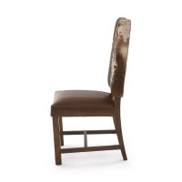 Contempo Classic Cowhide Upholstered Dining Chair - Burnt Umber Cypress Leather & Brown Frame w/ Cowhide Backrest