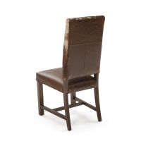 Contempo Classic Cowhide Upholstered Dining Chair - Burnt Umber Cypress Leather & Brown Frame w/ Cowhide Backrest