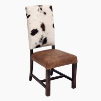 Contempo Classic Cowhide Upholstered Dining Chairs - Bomber Jacket Brown Top Grain Leather - Cowhide Backrest