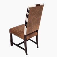 Contempo Classic Cowhide Upholstered Dining Chairs - Bomber Jacket Brown Top Grain Leather - Cowhide Backrest