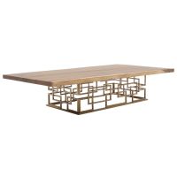 Contemporary Geometric Live Edge Coffee Table - Golden Walnut Top