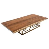 Contemporary Geometric Live Edge Coffee Table - Golden Walnut Top