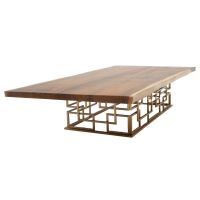 Contemporary Geometric Live Edge Coffee Table - Golden Walnut Top