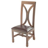 Contemporary Hourglass Dining Chair - Golden Walnut - Burnt Umber Cypress Leather
