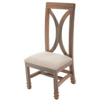 Contemporary Hourglass Dining Chair - Golden Walnut - Creme Linen Fabric