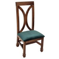 Contemporary Hourglass Dining Chair - Golden Walnut - Green Velvet Fabric