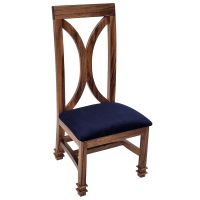 Contemporary Hourglass Dining Chair - Golden Walnut - Blue Velvet Fabric
