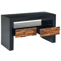 Contemporary Rustic Ebony Mahogany & Reclaimed Wood TV Stand