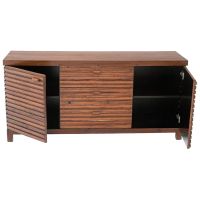 Contemporary Rustic Reclaimed Sideboard shown with Brown Mahogany Top & Natural Reclaimed Wood Base with doors open