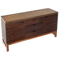 Contemporary Rustic Reclaimed Sideboard shown with Rustic Antique Hammered Metal Top & Natural Mahogany Base