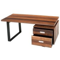 Contemporary Rustic Wood Desk shown in Natural Reclaimed Wood with drawers open