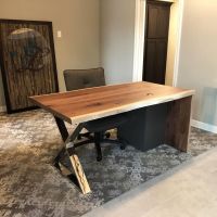 Contemporary X Live Edge Waterfall Desk