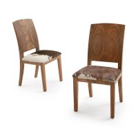 Contemporary Bell Arc Upholstered Cowhide Dining Chairs