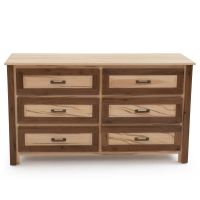 Contemporary Cabin 6 Drawer Maple & Walnut Dresser