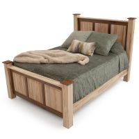 Contemporary Cabin Maple & Walnut Triple Panel Bed