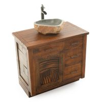 CUSTOM - Cedar Winds Rustic Vanity - 36" - Sink Center - Antique Barnwood Finish - 36" Sink Center w/ Custom Drawers (Standard 36" & 42" Sink Center vanities come w/ no working drawers)