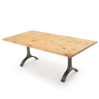 Contemporary Crescent Solid Wood Live Edge Writing Desk - Alder Top (shown with a flat edge) - Black Steel Base
