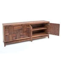 Contemporary Geometric Black Walnut Sideboard