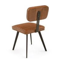 Contemporary Leather Upholstered Dining Chairs - Saddle Brown Leather
