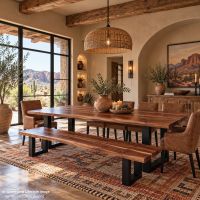Live Edge Dining Bench: This image was generated or modified using AI for visualization purposes.