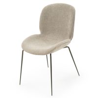 Contemporary Scooped Seat Dining Chair - Natural Grey Fabric
