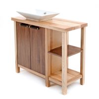 Contemporary Wood Vanity - Sink Left