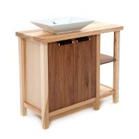 Contemporary Wood Vanity - Sink Left