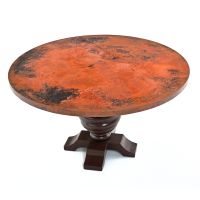 Rustic Round Hammered Copper Twisted Pedestal Dining Table
