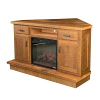 Reclaimed Barn Wood Corner Fireplace TV Stand - Fireplace Insert - Clear Finish