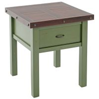 Cottage Sunrise Painted 1 Drawer End Table shown in Sea Green Mist Paint Finish