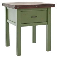 Cottage Sunrise Painted 1 Drawer End Table shown in Sea Green Mist Paint Finish