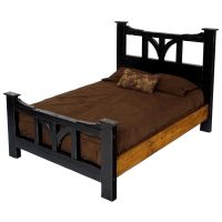 Cottage Sunrise Painted Bed - Black Harvest Paint Finish & Stained Side Rails