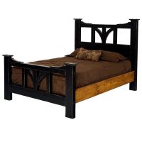 Cottage Sunrise Painted Bed - Black Harvest Paint Finish & Stained Side Rails