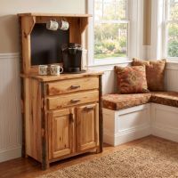 Rustic Coffee Cabinet: Some lifestyle images are created with AI for visualization purposes. Crafted from natural solid wood, each piece is unique and will vary.