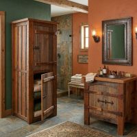 Rustic Linen Closet: Some lifestyle images are created with AI for visualization purposes. Crafted from natural solid wood, each piece is unique and will vary.