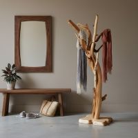 Rustic Coat Rack: Some lifestyle images are created with AI for visualization purposes. Crafted from natural solid wood, each piece is unique and will vary.