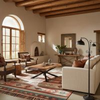 Modern Rustic Coffee Table: Some lifestyle images are created with AI for visualization purposes. Crafted from natural solid wood, each piece is unique and will vary.
