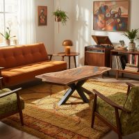 Modern Coffee Table: Some lifestyle images are created with AI for visualization purposes. Crafted from natural solid wood, each piece is unique and will vary.