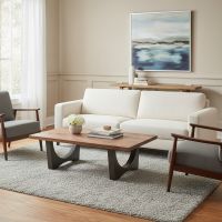 Modern Coffee Table: Some lifestyle images are created with AI for visualization purposes. Crafted from natural solid wood, each piece is unique and will vary.