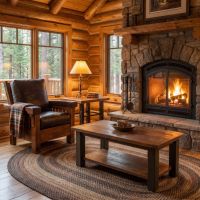 Modern Rustic Dining Table: Some lifestyle images are created with AI for visualization purposes. Crafted from natural solid wood, each piece is unique and will vary.
