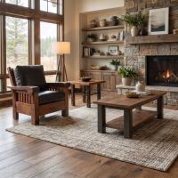 Modern Rustic Dining Table: Some lifestyle images are created with AI for visualization purposes. Crafted from natural solid wood, each piece is unique and will vary.
