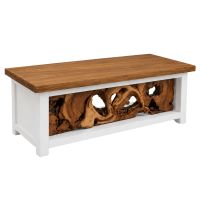 Atlas Suar Coffee Table in White Finish