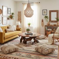 Refined Coffee Table: Some lifestyle images are created with AI for visualization purposes. Crafted from natural solid wood, each piece is unique and will vary.